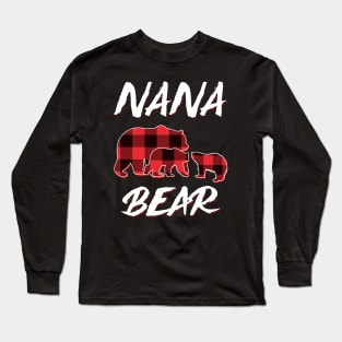 Nana Bear Red Plaid Christmas Pajama Matching Family Gift Long Sleeve T-Shirt